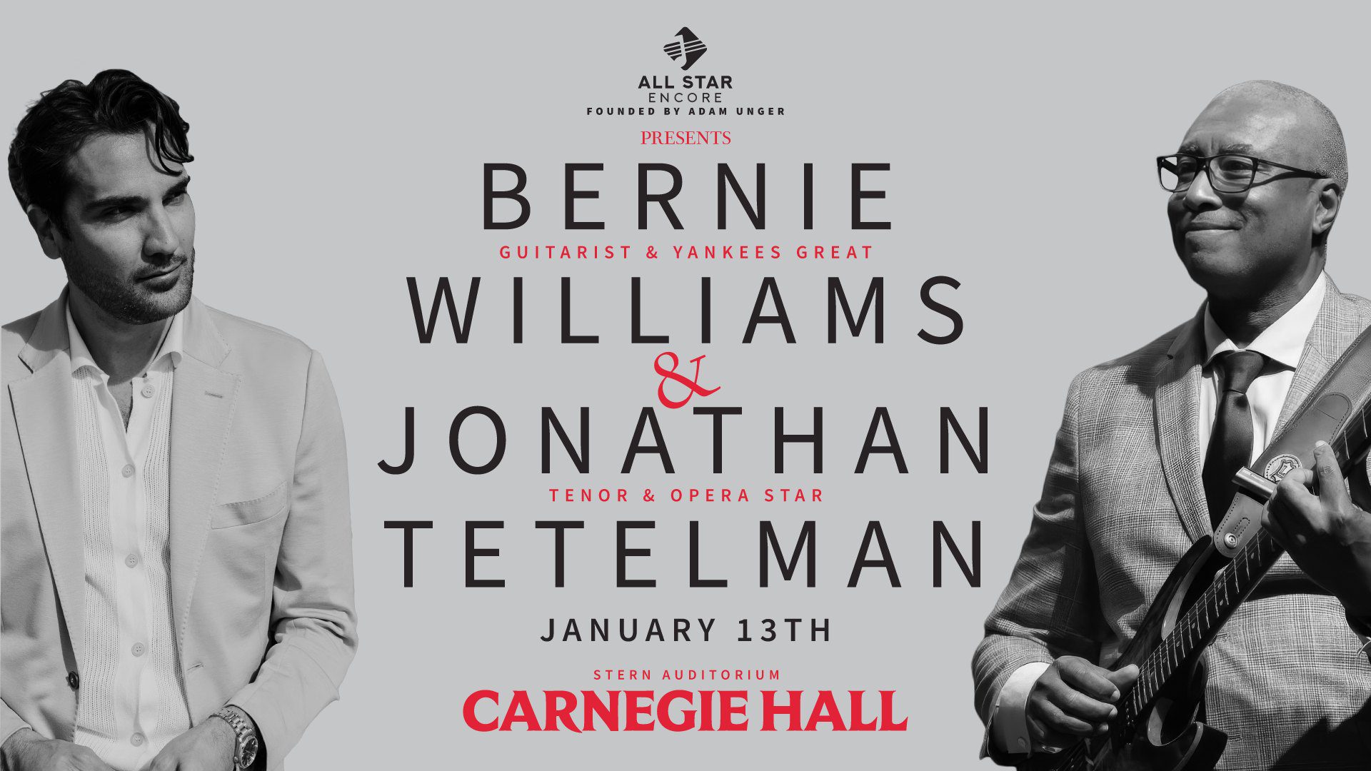Bernie Williams Jonathan Tetelman concert Jan 13