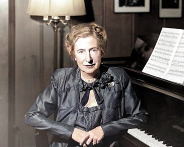 Janet Daniels Schenck at piano date unknown from neg film 001 8 bit FX Enhanced Colorized 1 CRP FX sm 1