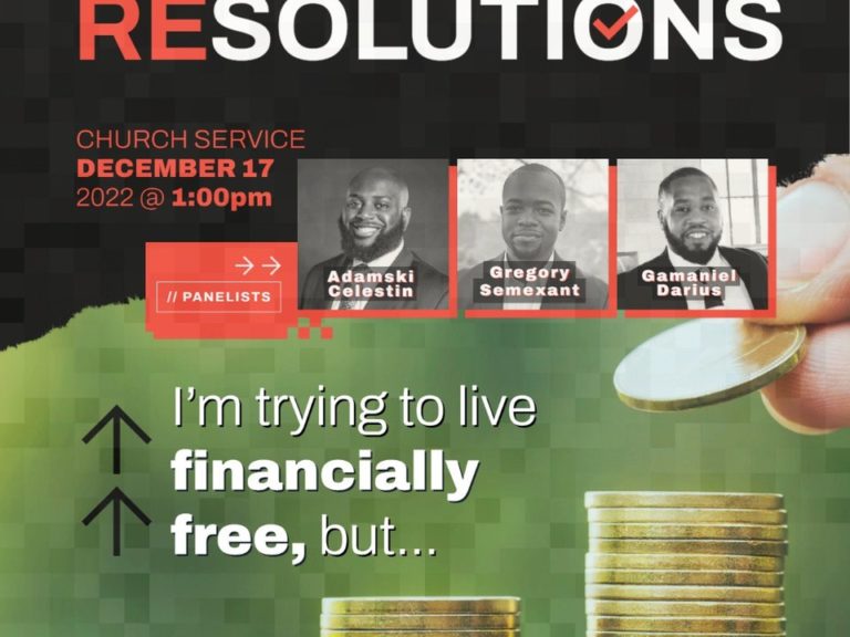 This saturday we continue our new series called resolutions. Our financial panel...