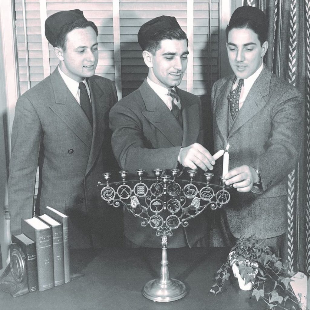 Jts students celebrating hanukkah circa 1945. #jtshanukkah2022...