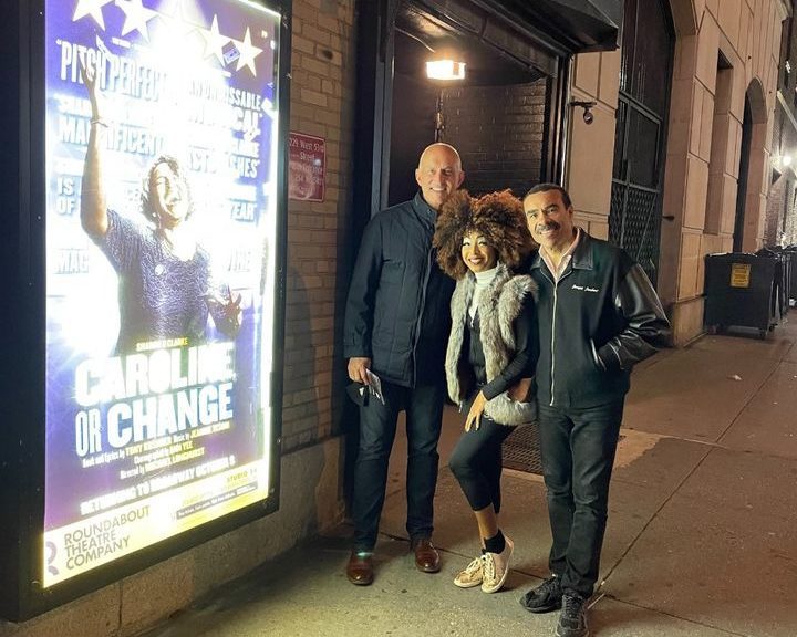 After attending a preview of caroline or change on broadway, msm president james gandre poses with msm voice alumna n'kenge pacu...