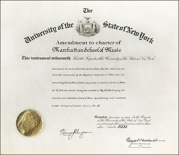 #tbt on this date in 1943: manhattan school of music officially transitions into a college when it is granted authorization to c...