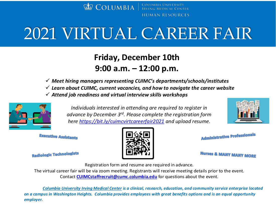 CUIMC HR virtual Career Fair 2021 Attendee Flyer