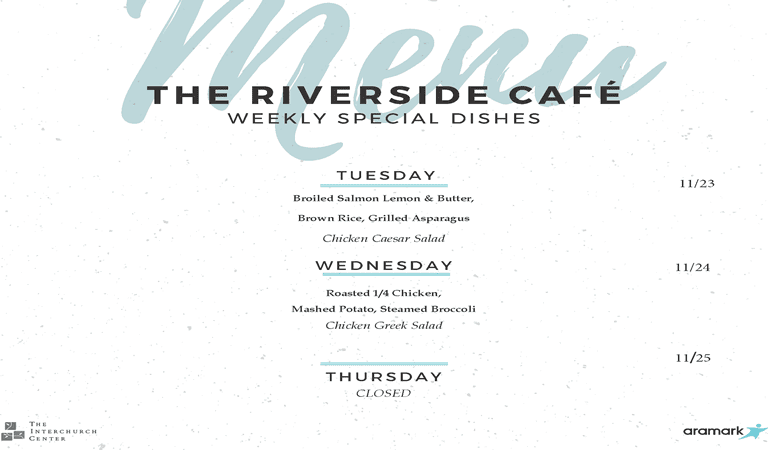 Riverside café menu | november 22nd