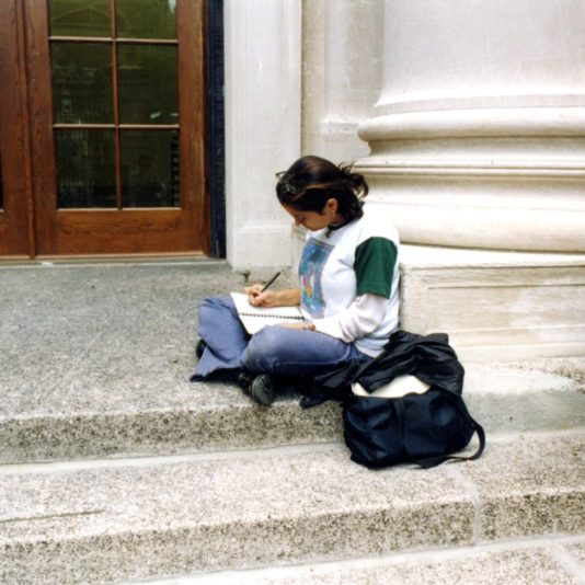 TBT to a campus study session on the steps of